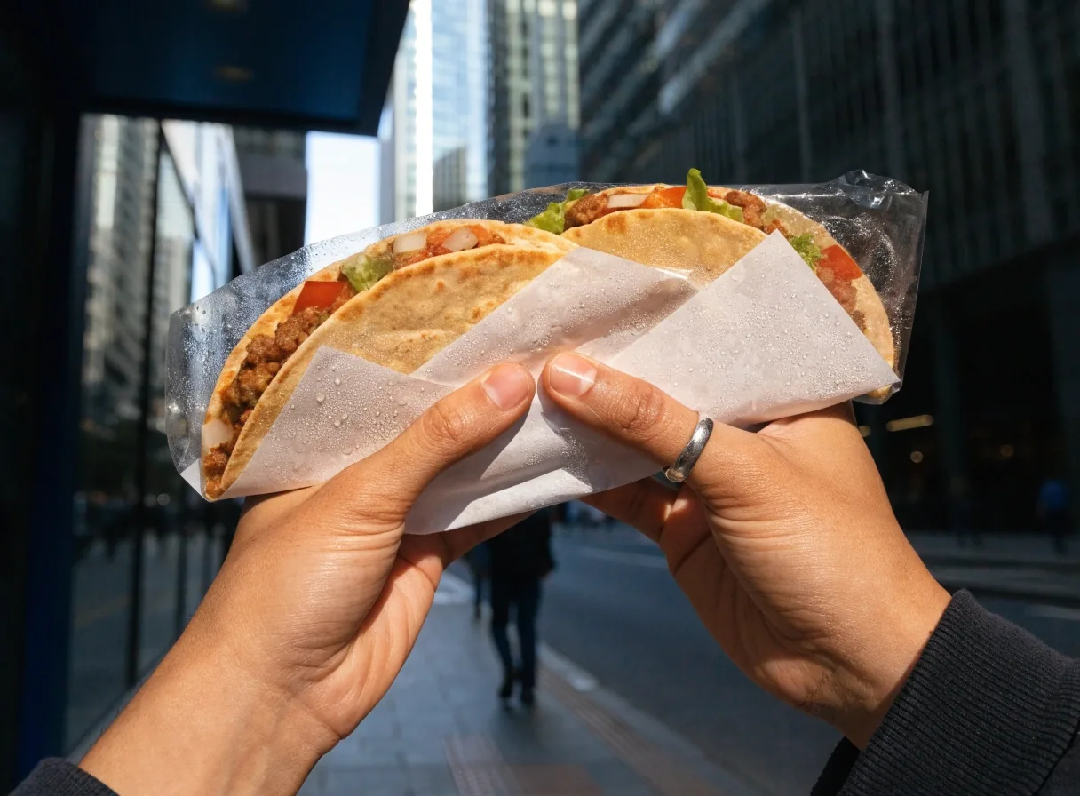 Two soft-shell tacos with fresh toppings