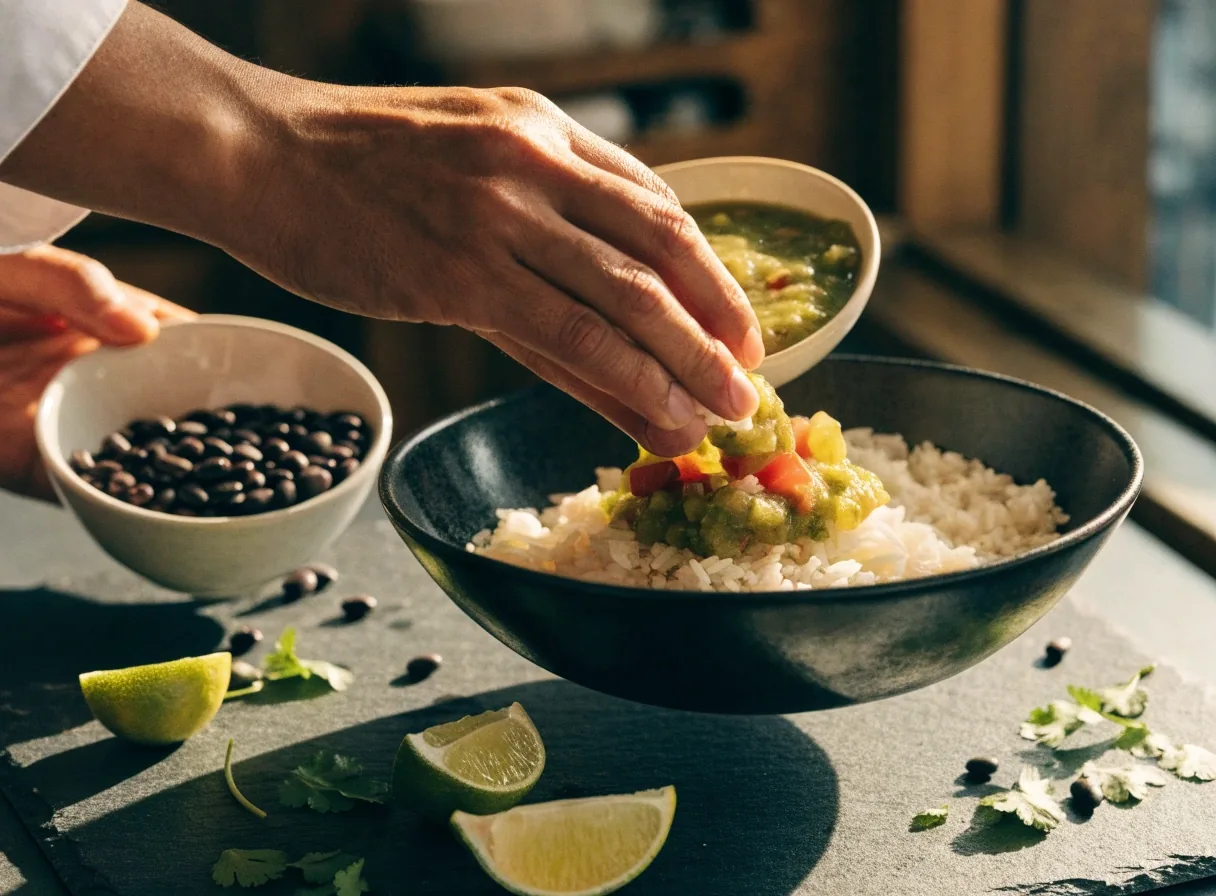 Cut lime and coriander beside fresh salsa
