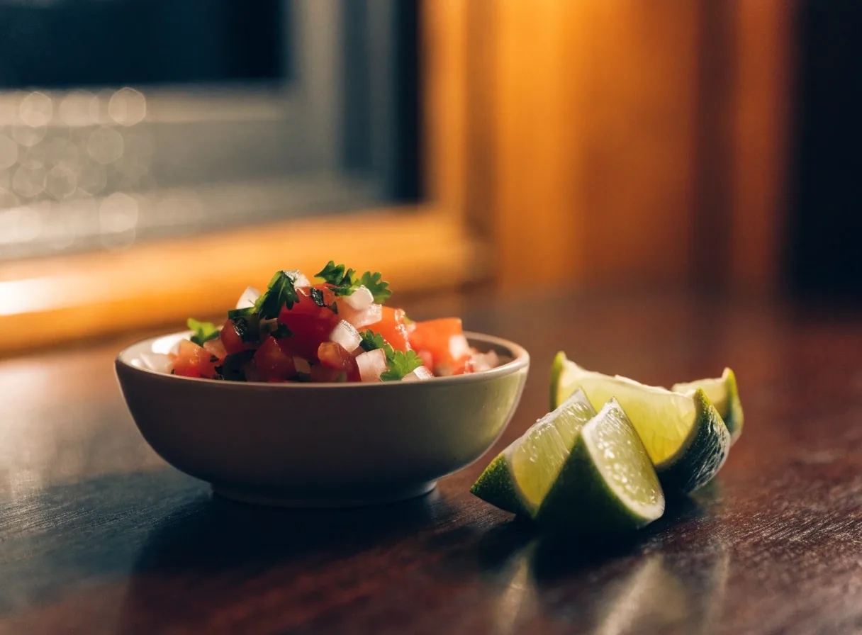Cut lime and fresh coriander on dark slate